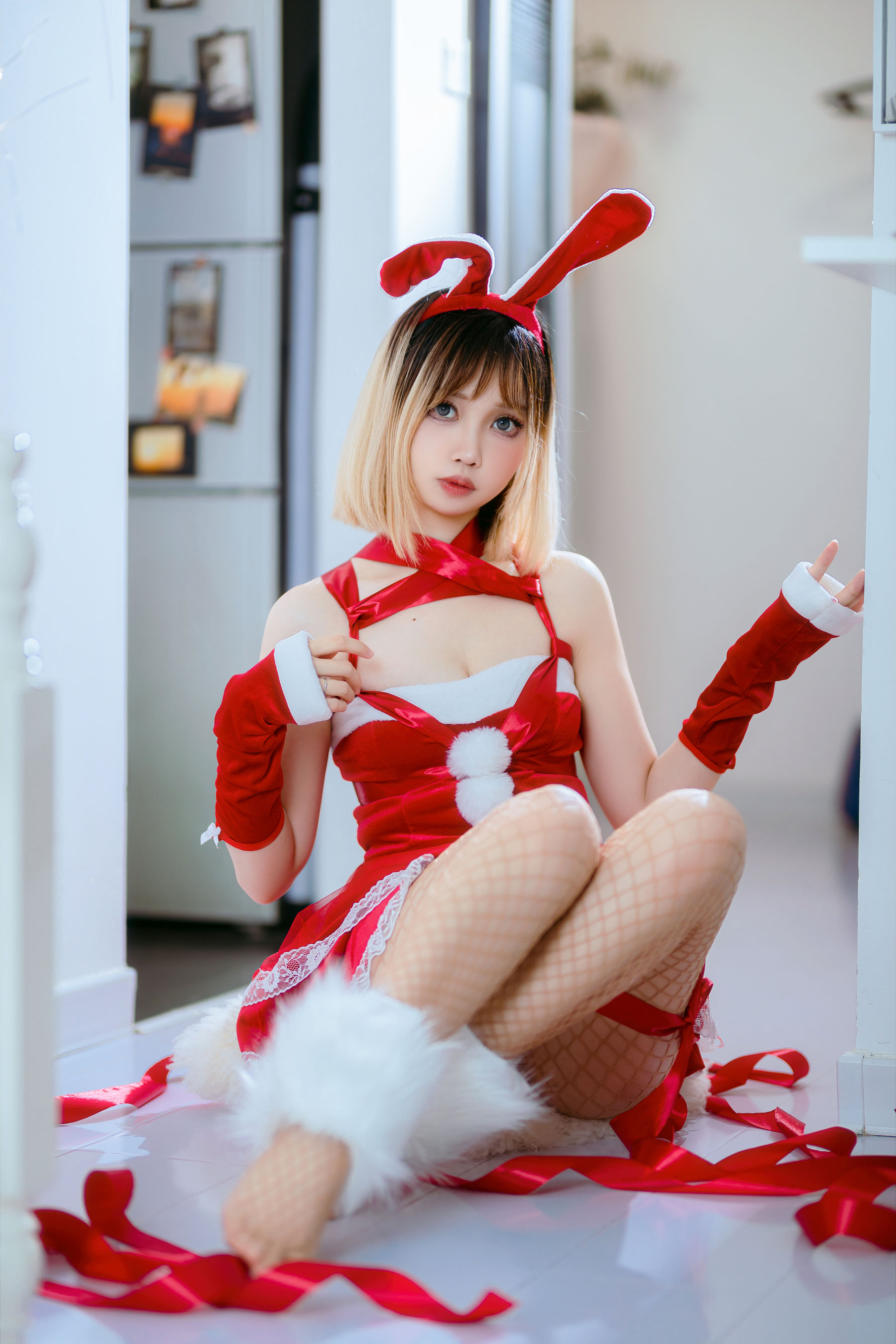 洛桑w伊梓 – 网袜丝带兔兔 Cosplay-第3张