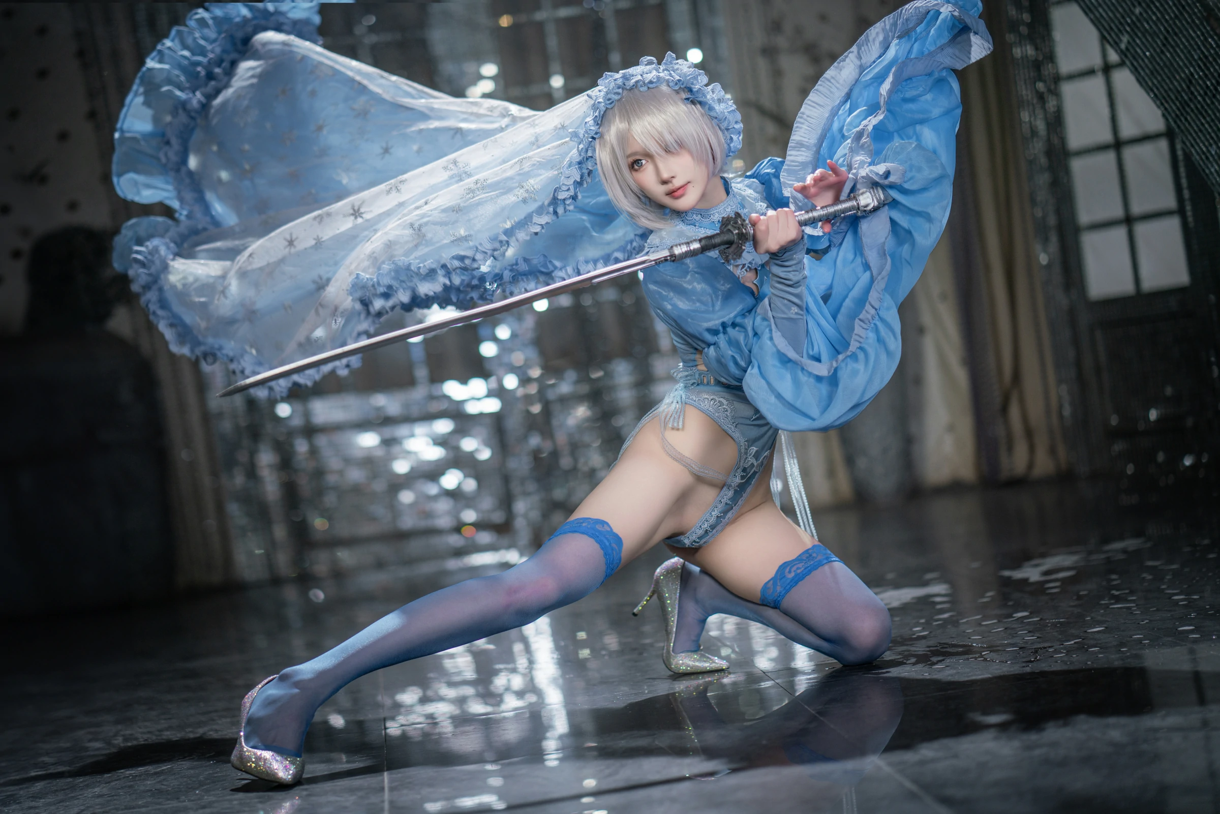 阿包也是兔娘 – 冰雪2B Cosplay-第5张