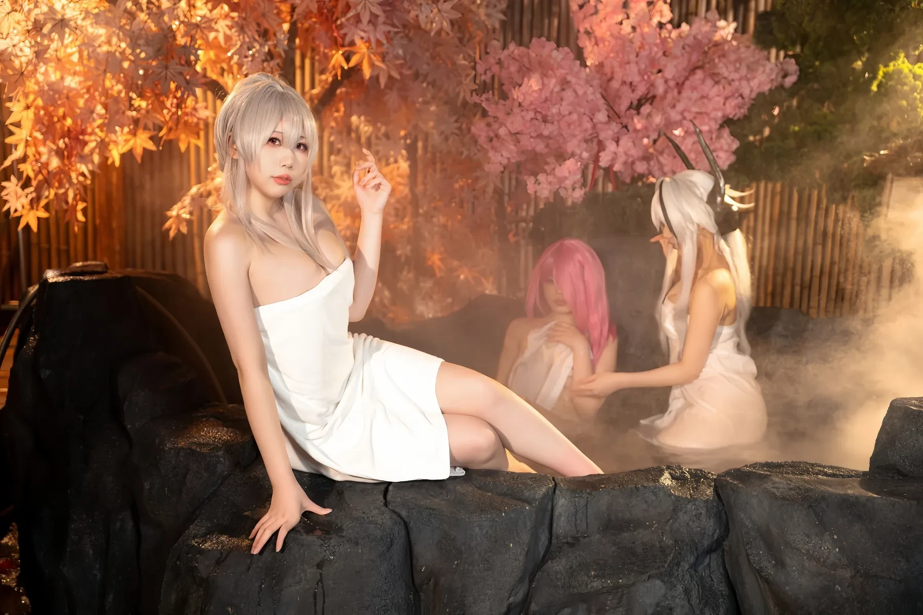 九言小瑶幺幺喜茶苍苍子 – 碧蓝 温泉之旅 Cosplay-第14张
