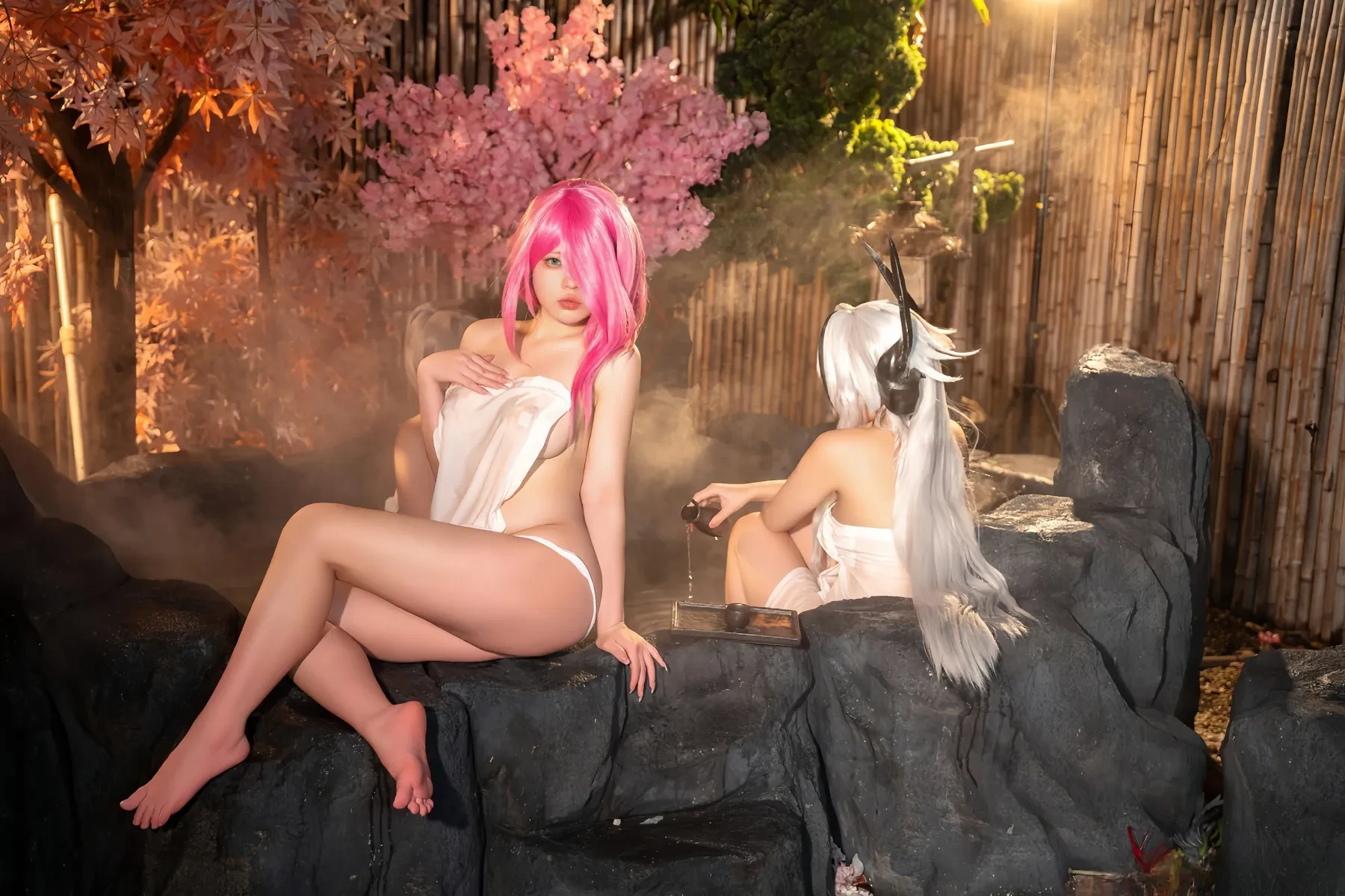 九言小瑶幺幺喜茶苍苍子 – 碧蓝 温泉之旅 Cosplay-第10张