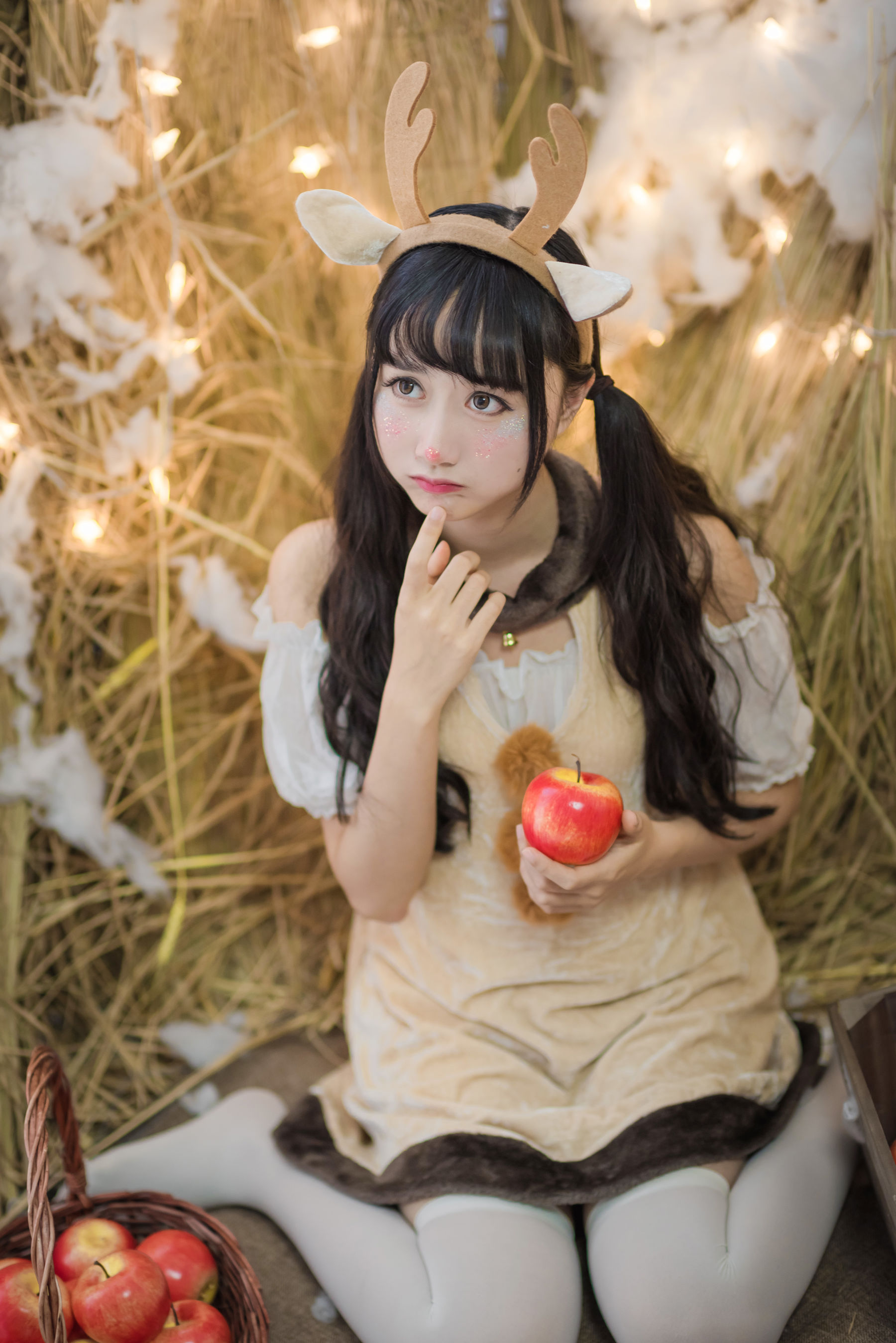 萌系小姐姐木绵绵OwO 圣诞老人和驯鹿酱 Cosplay-第5张