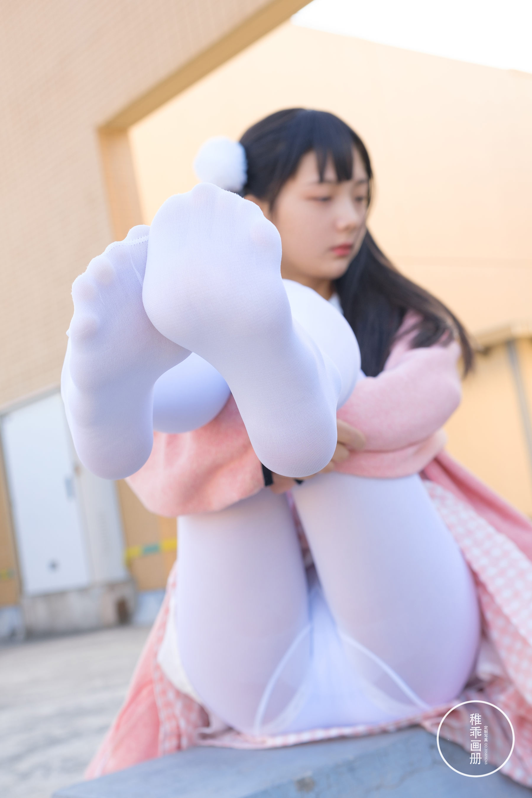 柴系小乖(稚乖画册) – 夜夜 天台粉裙 Cosplay-第8张