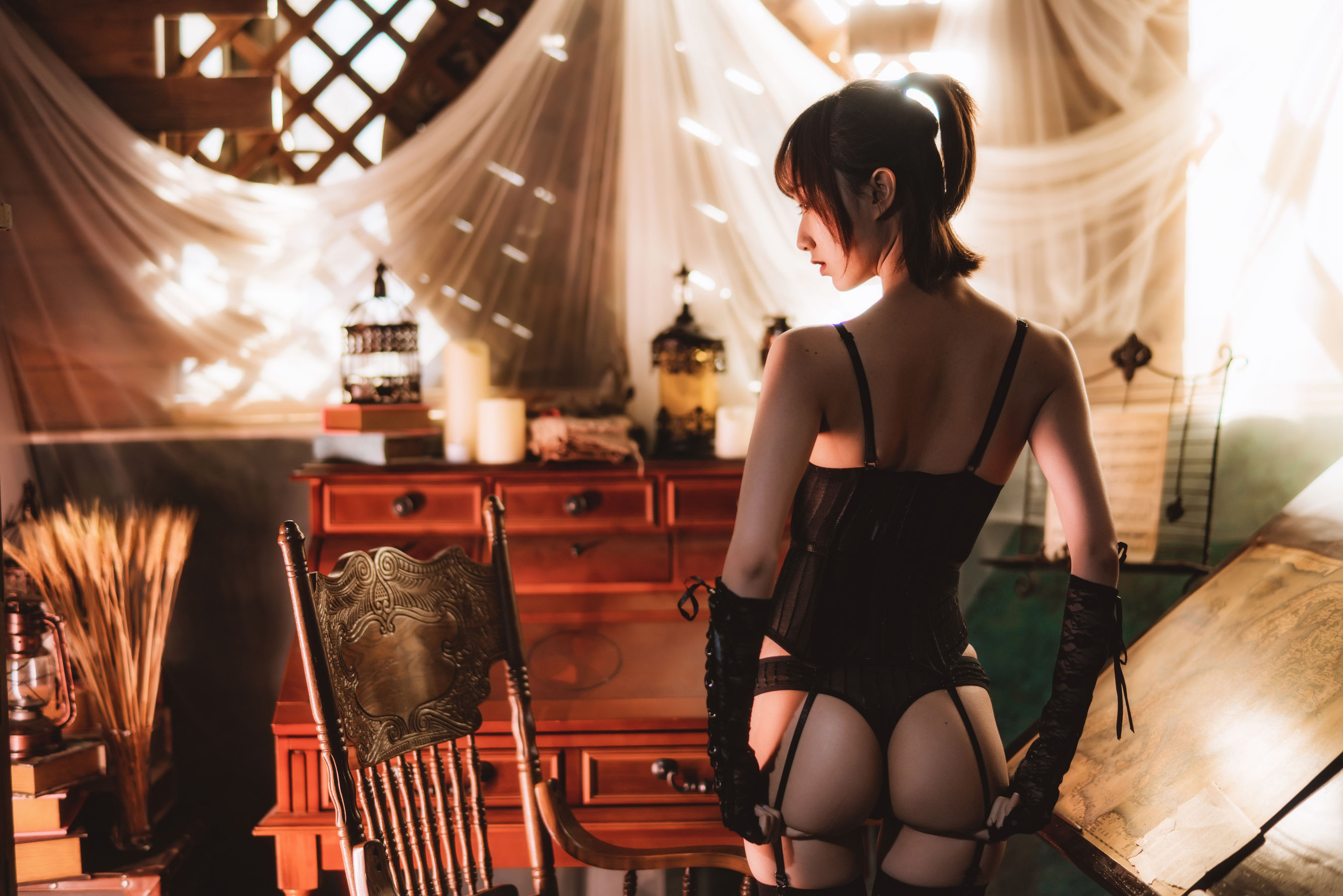 萌系小姐姐木绵绵OwO – 紧身内衣 Cosplay-第1张
