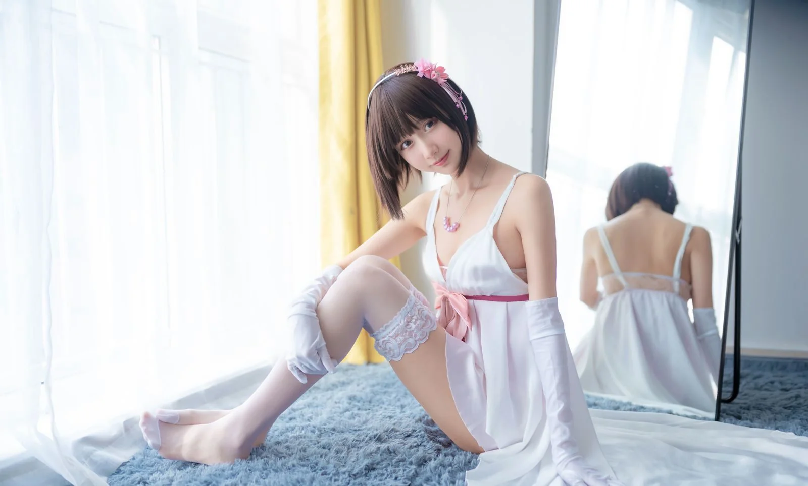 性感白丝美腿短发美女Cosplay大尺度高清纯美写真  第4张-《94零社区》