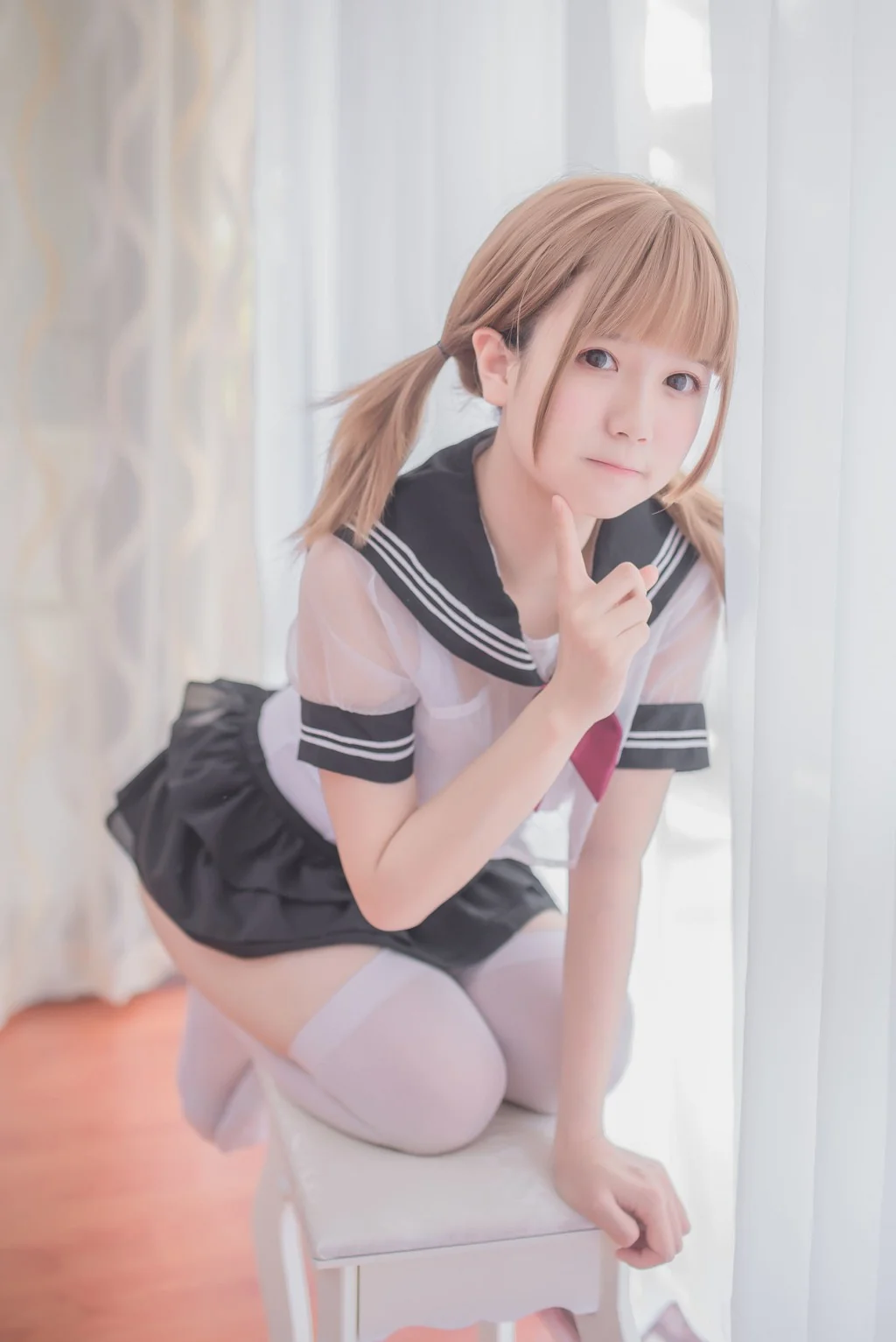 白金Saki《死库水 学生服》 [Cosplay福利] 写真集[38P]  第35张-《94零社区》