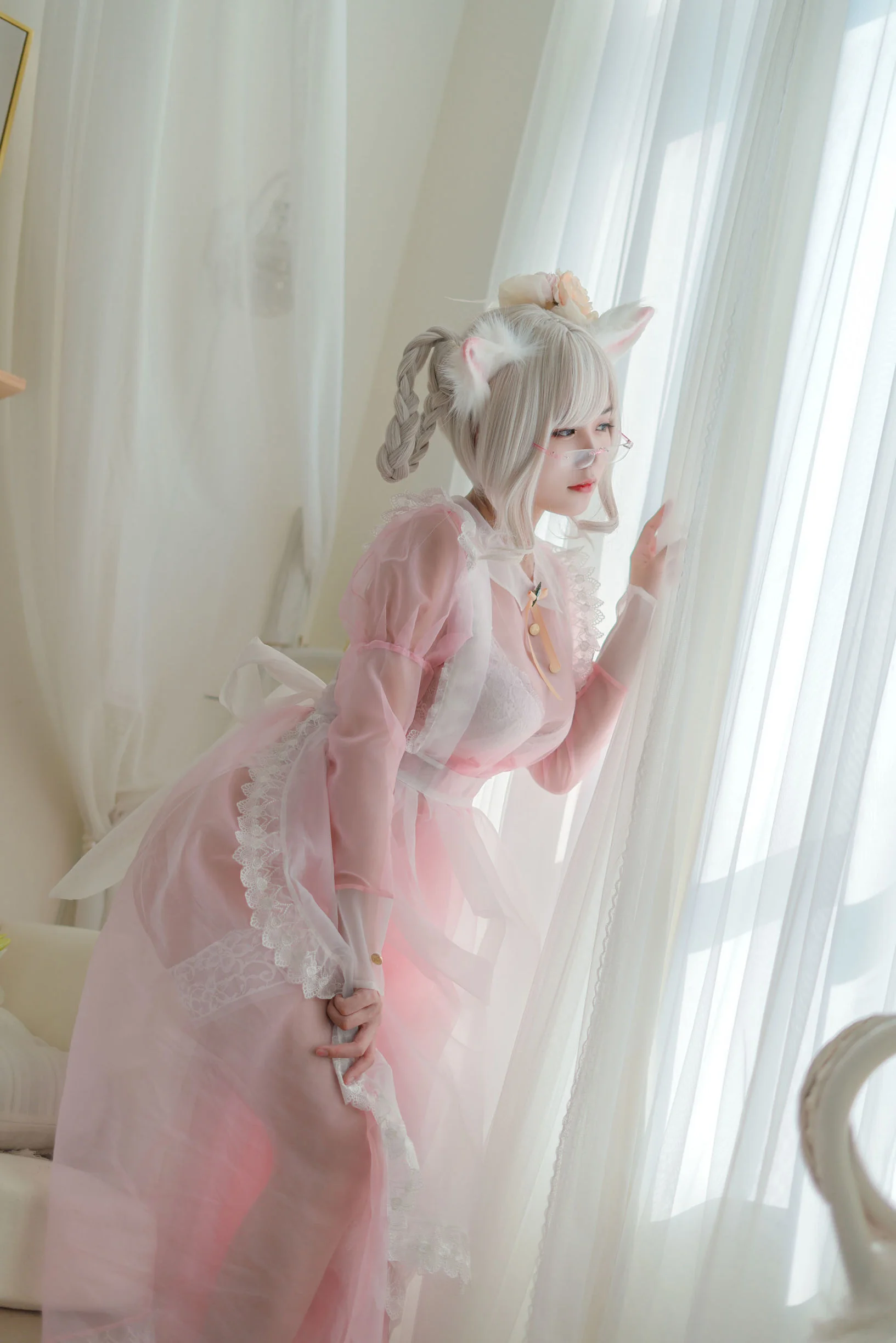 [网红COSER] 动漫博主小仓千代w - 透明粉色女仆  第16张-《94零社区》
